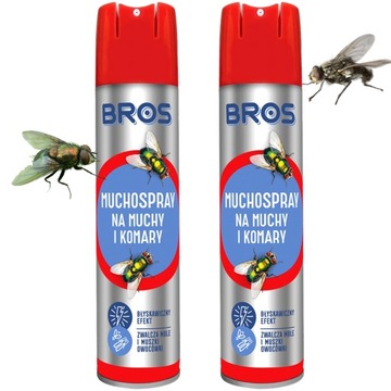 BROS Spray na muchy komary owady SKUTECZNY PAKIET
