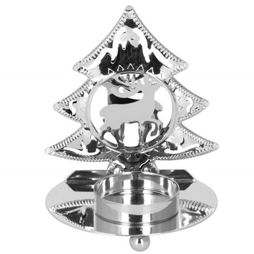 ŚWIECZNIK GLAMOUR SREBRNY NA TEALIGHT CHOINKA OZDOBA ŚWIĄTECZNA DEKORACJA