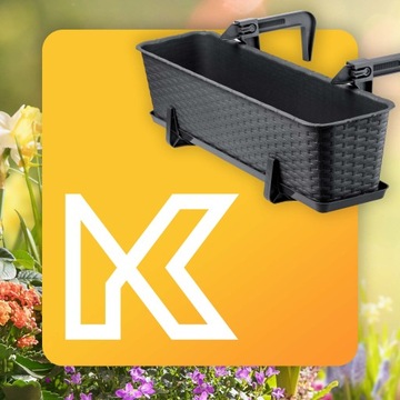 4x БАЛКОННЫЙ ЯЩИК, ЦВЕТОЧНЫЙ ВАЗ 60см, РУЧКИ