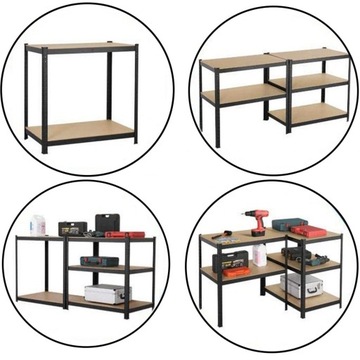 БОЛЬШОЙ МЕТАЛЛИЧЕСКИЙ СТЕЛЛАЖ ДЛЯ ХРАНЕНИЯ ЧЕРНЫЙ 180x90x30