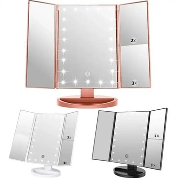 КОСМЕТИЧЕСКОЕ ЗЕРКАЛО 22 СКЛАДНЫЕ СВЕТОДИОДЫ x1 x2 x3 ПОДСВЕТКА 3 ЦВЕТА