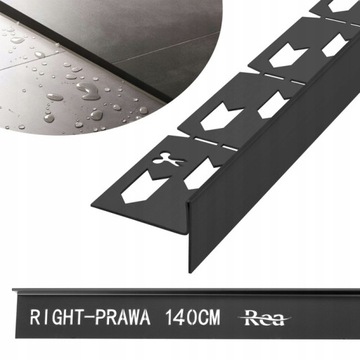 Listwa spadkowa brodzikowa 140CM CZARNY MAT BLACK Prawa - REA