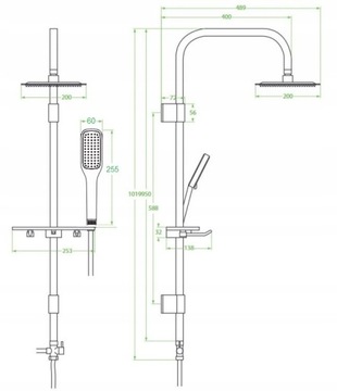 HANSGROHE черный смеситель для душа + тропический душ