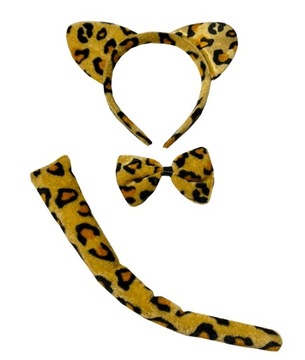 Strój kot gepard leopard opaska ogon mucha