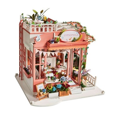 Розовая модель светодиодного пазла DIY FLORIST House 3D