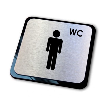 srebrna tabliczka informacyjna grawer męska WC
