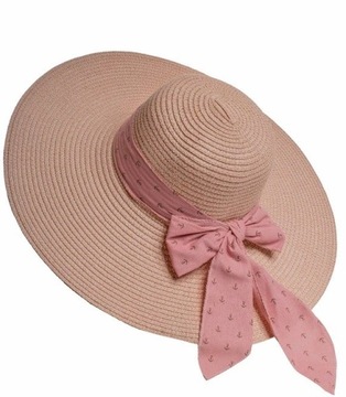 Piękny letni kapelusz słomkowy marynarski motyw