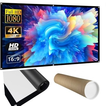 Ekran projekcyjny o stałej ramie przenośny 100” 221x124 16:9 HDREADY 4K