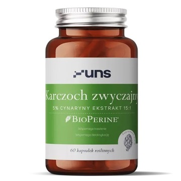 UNS Karczoch Zwyczajny 5% Cynaryny 15:1 60vegcaps WĄTROBA UKŁAD TRAWIENNY