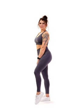 Damski komplet UniquYou Dark Grey M treningowy zestaw top legginsy HIT