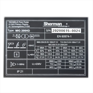 Сварочный аппарат Sherman MIGOMAT SYNERGIA SHERMAN 200HD
