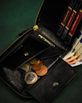 Мужской кожаный кошелек RFID 1871 Черный