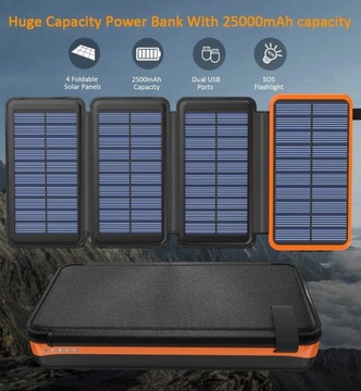 СОЛНЕЧНЫЕ ПАНЕЛИ POWERBANK 25000 мАч КОМПАС ФАКЕЛ