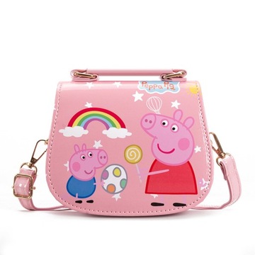 Świnka Peppa Pig różowa torebka dla dziewczynki z paskiem laminowana JAKOŚĆ