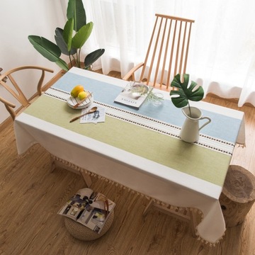 OBRUS Z FRĘDZLAMI DEKORACJA STOŁU KHAKI 140x180