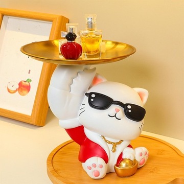 Современная фигурка кота-везунчика. Декоративная посуда для печенья.