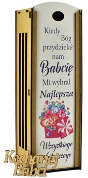 Dzień Babci Skrzynka na Wino Życzenia dla Babci Nadruk Zawieszka Gratis