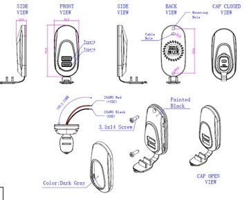 USB-зарядное устройство для быстрой зарядки PD QC3.0 с креплением 12 В 24 В Светодиодный ролик IP65