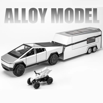 1/32 Tesla Cybertruck Pickup Trailer aluminiowy model samochodu odlewana me