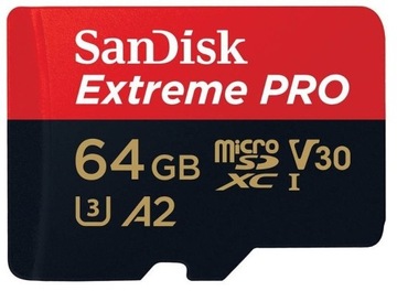 Карта памяти SanDisk Extreme PRO SDXC 64 ГБ 200/90 МБ/с C10 V30 UHS-I U3