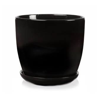 Doniczka czarna z podstawką 20 cm LOFT