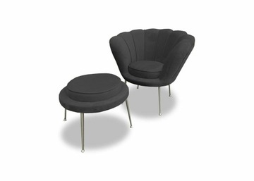 Fotel muszelka Glamour + podnóżek PLAMOODPORNY