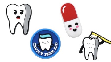 4x Wpinki / Przypinki do butów Crocs i podobnych a'la Jibbitz - Dentysta