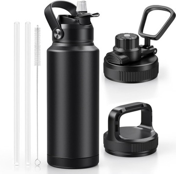 ИЗОЛИРОВАННАЯ БУТЫЛКА БУТЫЛКА ДЛЯ ВОДЫ 950 МЛ, СПОРТИВНАЯ БУТЫЛКА ДЛЯ ПИТЬЯ С СОЛОМОЙ