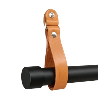 KARNISZ 25mm CZARNY 180cm wspornik SKÓRA koniak 2