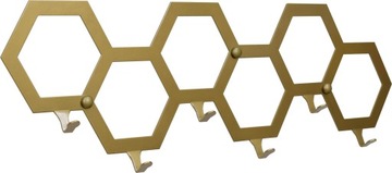 Wieszak HEX Plastry Miodu, Metalowy, Mocny, Złoty