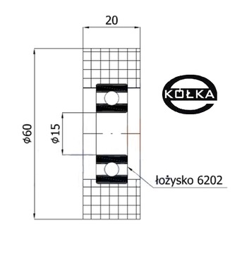 ПЛАСТИКОВЫЙ РОЛИК диаметром 60 мм/отв. диаметром 15 ПРЯМОЙ/ПОДШИПНИК