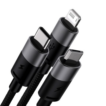 Kabel USB - Micro/USB C/Lightning BASEUS 3w1 1.2m