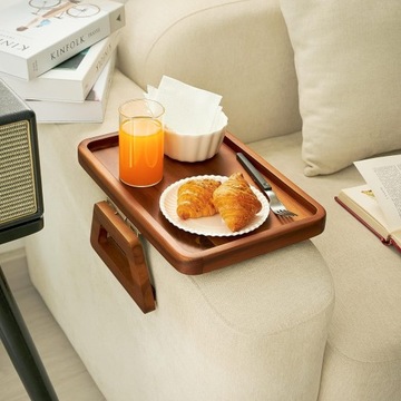 ДЕРЕВЯННЫЙ ПОДЛОКОТНИК ДЛЯ ДИВАНА 3,5–14 ДЮЙМОВ СКЛАДНОЙ ПОДДОН ДЛЯ ЗАКУСОК С РУЧКАМИ