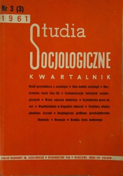 Studia Socjologiczne Kwartalnik nr 3(3) 1961r