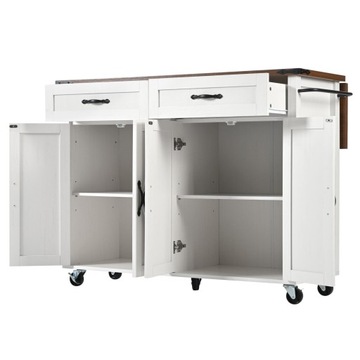 Kitchen island w/ extendable top, 4 doors & 2 drawers, wood finish