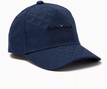 EMPORIO ARMANI efektowna czapka z daszkiem bejsbolówka ROYAL BLUE