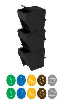 Kosz na śmieci Ecosorter set 3 x 25L