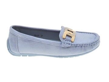 DAMSKIE ZAMSZOWE MOKASYNY blue r.38
