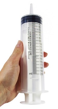 Strzykawka 200ml 3-częściowa do cewnikowania, 1 sztuka - do odsysania oleju