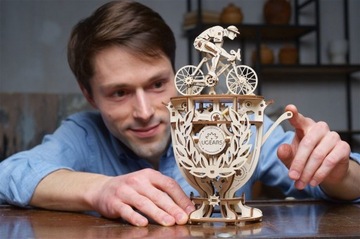 ДЕРЕВЯННАЯ МЕХАНИЧЕСКАЯ МОДЕЛЬ АВТОМАТИЧЕСКОГО ВЕЛОСИПЕДА С ПРИВОДОМ UGEARS 3D ПАЗЛ