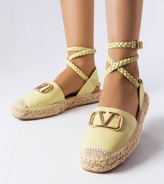 Zielone wiązane espadryle Parent 40