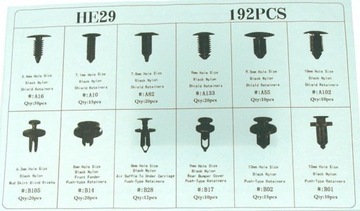Запонки автомобильные, зажимы, булавки, булавки 6,3-10 мм - 192 шт.