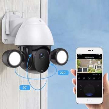 ВРАЩАЮЩАЯСЯ КАМЕРА НА УЛИЦЕ СО СВЕТОДИОДНОЙ ЛАМПОЙ WIFI 3MPX