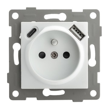 Розетка СТЕКЛЯННАЯ одинарная FI60 CONTACT с PIN-кодом для БЕЛЫХ рамок + USB C