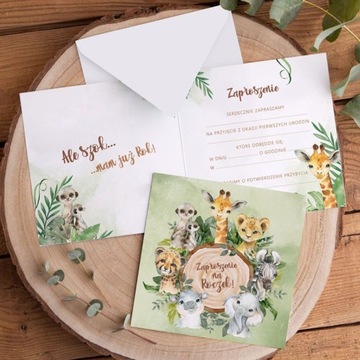 ZAPROSZENIA NA ROCZEK ZWIERZAKI 10SZT KOPERTY