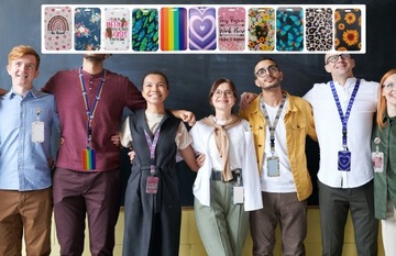 Выдвижной держатель бейджа с зажимом для шнурка, синий цветок