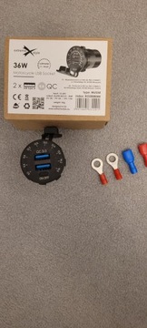 Мотоциклетная розетка 2 x USB QC 3.0 36 Вт MUS P20A + разъемы