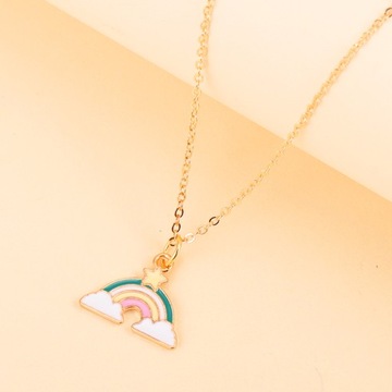 Lovely Enamel Cartoon Rainbow Unicorn Pendant