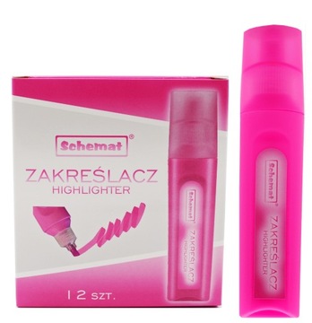 Zakreślacz do Papieru Pisak Marker do Podkreślenia Różowy 1 szt. Schemat