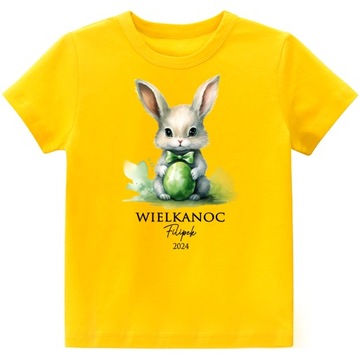 Koszulka T-shirt Zajączek Wielkanocny Pisanki Wielkanoc IMIĘ r. 104